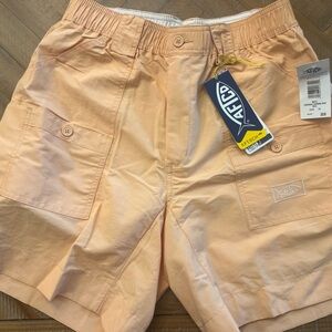 Men’s New with Tag AFTCO Fishing shorts, orange/peach, Sz 32 Classic fit!